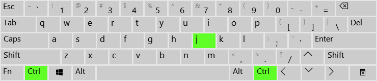 Keyboard with ctrl + J highlighted